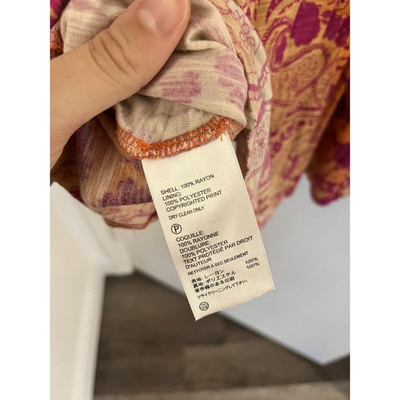 Tommy Bahama Orange Magenta Ombré Paisley V Neck Sleeveless Swing Dress XS - Picture 4 of 8